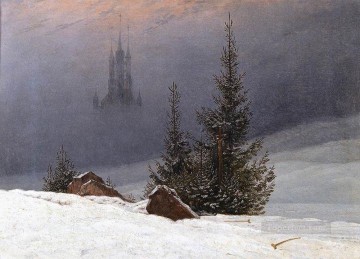  Winter Art - Winter Landscape With Church Romantic Caspar David Friedrich